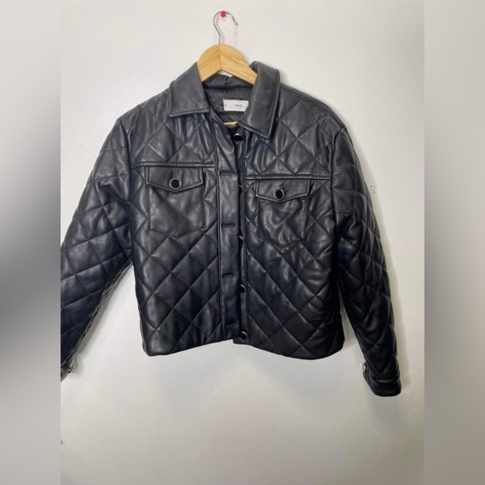 Mango - Pocket Quilted Jacket Black size small - Picture 7 of 10